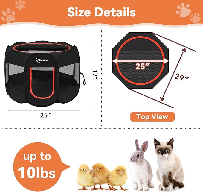 Siedihit Black Dog Cat Playpen, Puppy Pet Playpen Indoor - Image 6