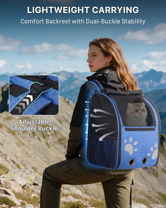 Cat Backpack Carrier, Ventilated Cat Backpack - Image 2