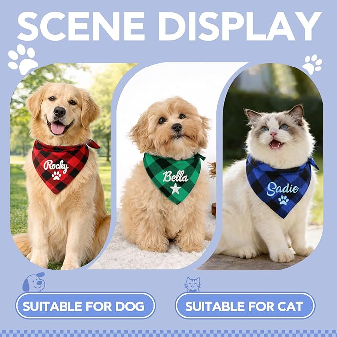 Personalized Dog Scarf Embroidered Name, Custom Dog Bandana - Image 4