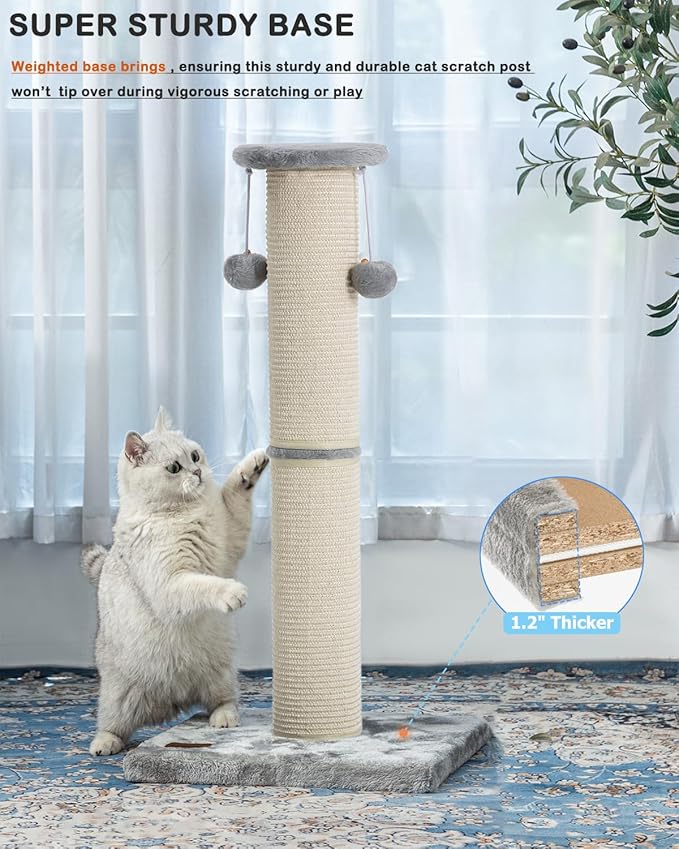 Cat Scratching Post 34 Inches Large Sturdy Cat Post - Image 6