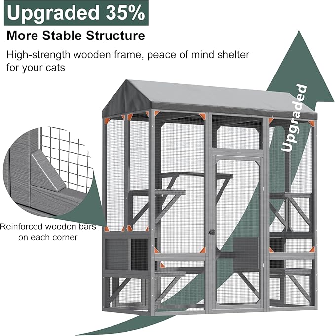 TIMHAKA Catio Outdoor Cat Enclosure, Large Cat House - Image 3