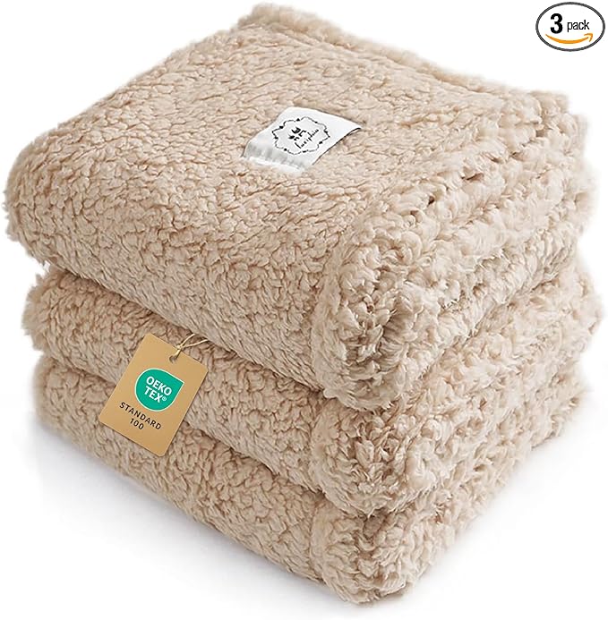 1 Pack 3 Calming Blankets Fluffy Premium Fleece Pet Blanket Soft Sherpa Throw by luciphia