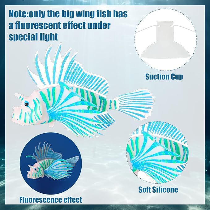 Weewooday 7 Pieces Artificial Fish Colorful Fake Fish Glowing Effect Aquarium - Image 2