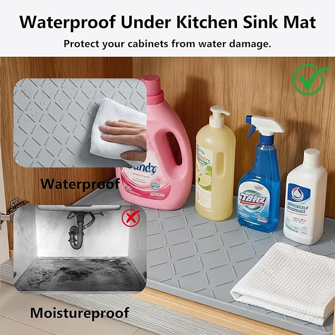 Mateeylife Under Sink Mats for Kitchen Waterproof 34"X22", Undersink - Image 4