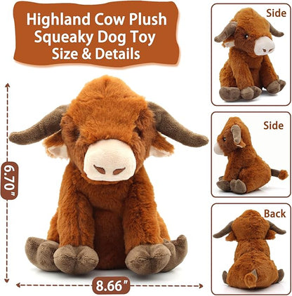 YZHDUXIU Highland Cow Dog Toy, Squeaky Dog Toys Stuffed Plush Puppy Toy - Image 5