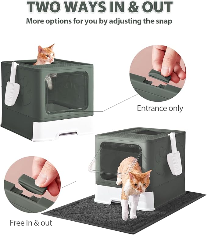 Medario Cat Litter Box with X-Large Litter Mat and Scoop, Large Covered Litter - Image 2