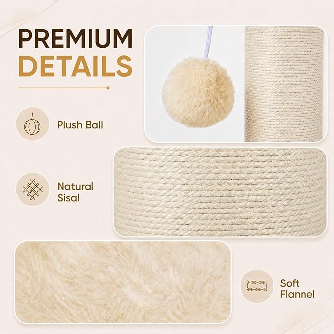 PAWSCRAT Cat Scratching Post 32 Inch High, 5.5 Inch Large Diameter Natural - Image 5