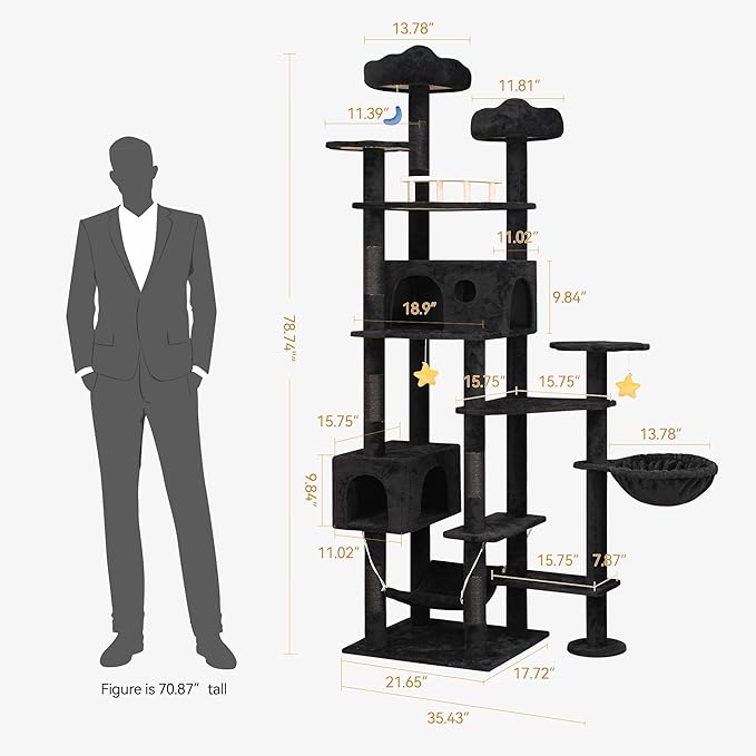 Meecal 79inch Giant Cat Tree for Heavy Duty Big Cats, Cat Condo - Image 3