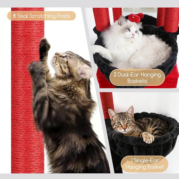 Globlazer Extra Large Gothic Cat Tree Tower, 82in Tall Goth Heavy Duty Cat Tree - Image 5
