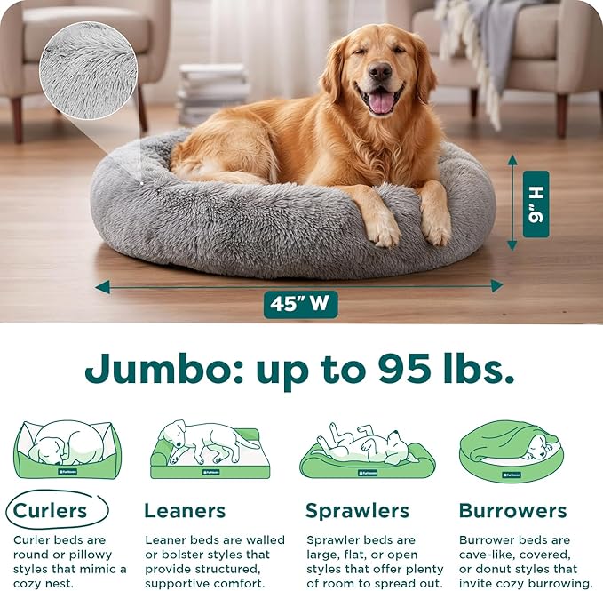 FurHaven 45" Calming Donut Dog Bed - Image 3
