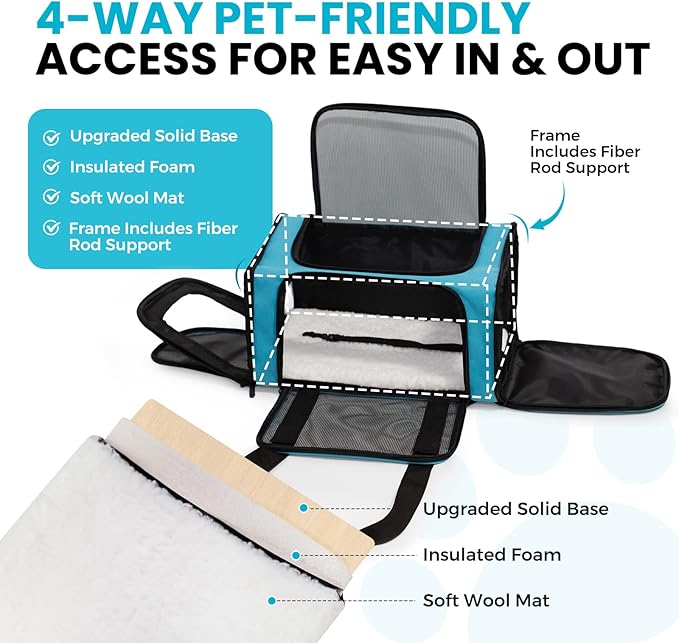 Expandable Cat Carrier Airline Approved Soft-Sided Pet Travel Carrier - Image 3