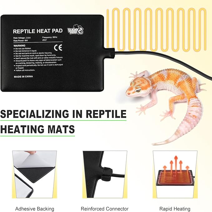 LUCKY HERP Reptile Heat Pad 8x18 Inch 24w, Under Tank Terrarium Heating Pad - Image 2