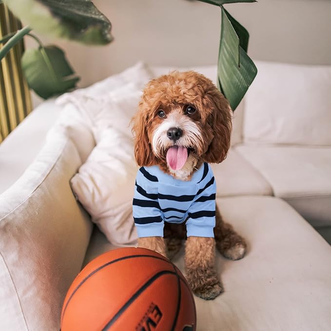 Pet Dog Striped T-Shirt Dogs Cats Cotton Vest Spring Summer Pet Apparel Tee - Image 5