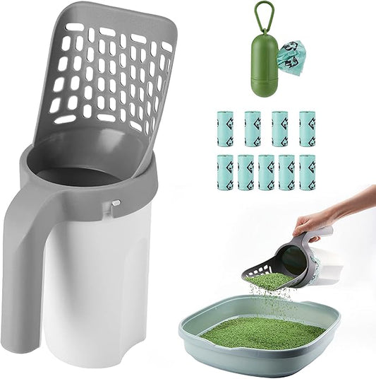 Cat Litter Scooper with Holder, Cat Litter Shovel with Waste Can and Refill 135 by MYPIN