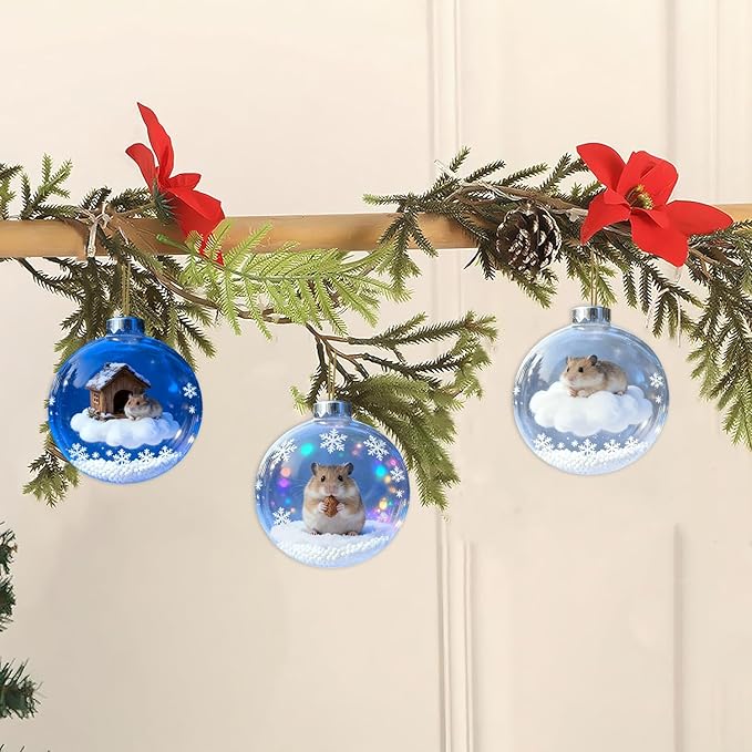 6 Pcs Hamster Christmas Ornament Decor Flat 2D Acrylic Small Animal Christmas - Image 5