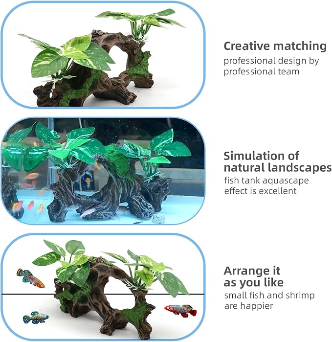 relaqcc Fish Tank Decorations Artifical Driftwood Cave Aquarium Decor Ornaments - Image 4