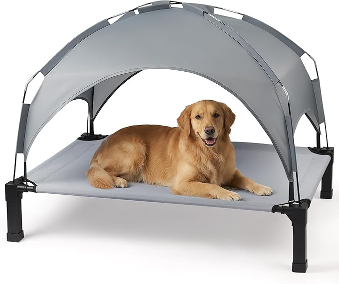 Heeyoo Elevated Dog Bed with Removable Canopy, Portable Dog Cot with Sun by Heeyoo