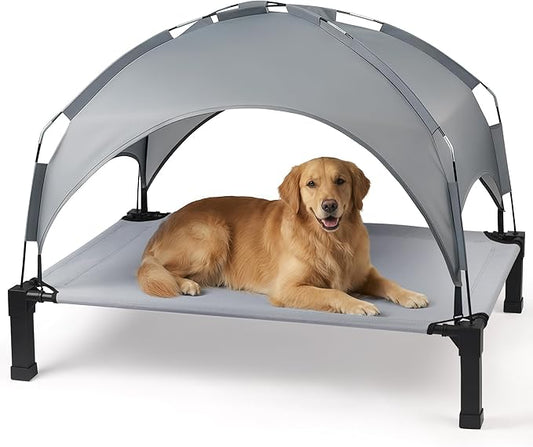 Heeyoo Elevated Dog Bed with Removable Canopy, Portable Dog Cot with Sun by Heeyoo