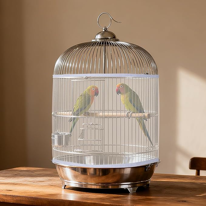 Fengek 2 Pack White Bird Cage Cover, Adjustable Bird Cage Seed Catcher - Image 4