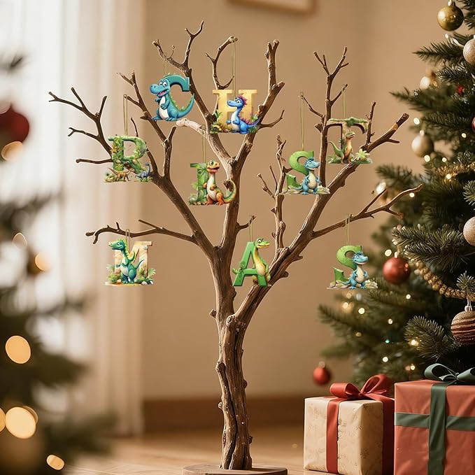 14 Pcs Christmas Dinosaur Ornaments Xmas Tree Decorations Acrylic Hanging - Image 2