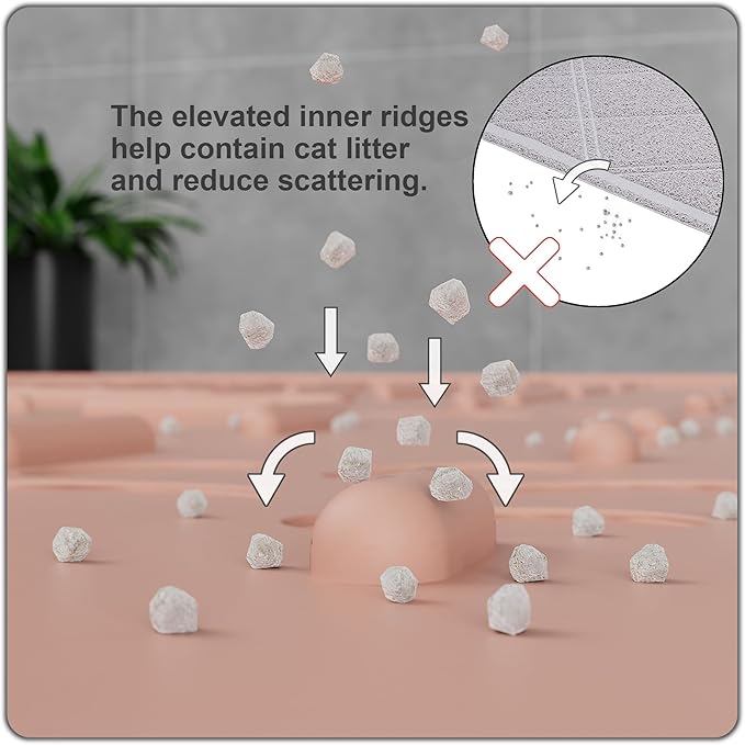 OHMO Cat Litter Mat XXL Trapping Mat Premium Silicone Rubber 37.5x25.2 Coral - Image 3