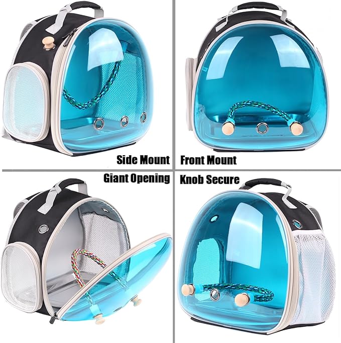 Polarized Tinted Blue Bubble Small Bird Carrier Travel Cage, Portable Bird - Image 6