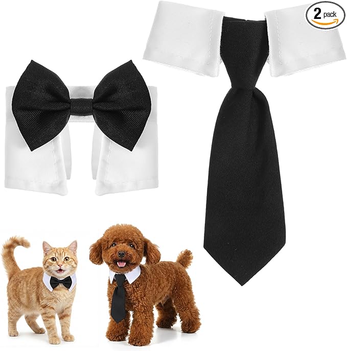 2PCS Dog Cat Tuxedo Collar, Cat Wedding Bowtie, Adjustable Formal Pet Necktie by Unknown