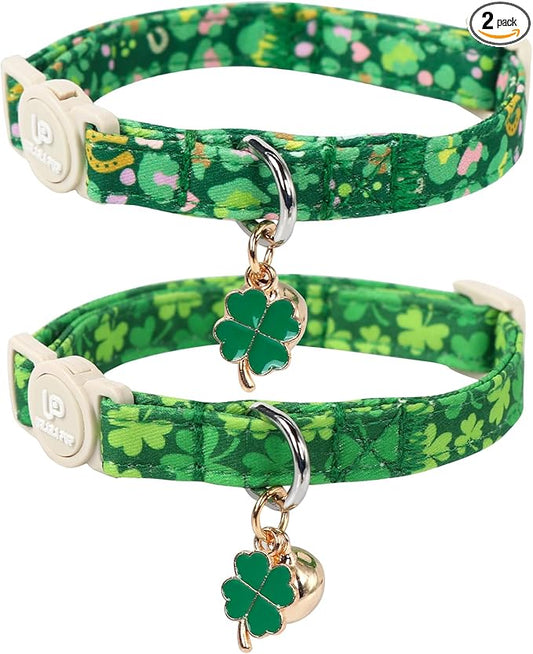 Cat Collar, Spring Green Trefoil Cat Collar by UPURARAPUP