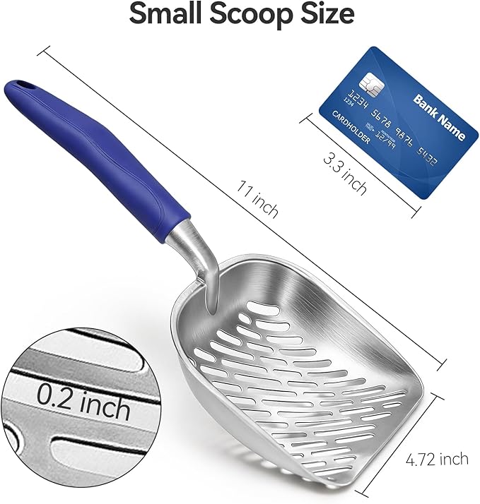 Cat Litter Scoop, Kitty Metal Scooper, Heavy Duty Aluminum Deep Sifter - Image 2