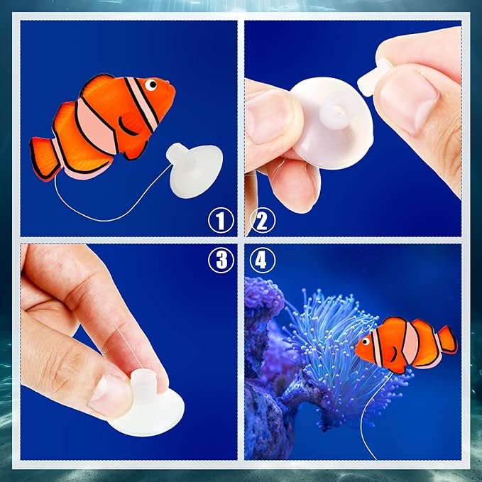 Weewooday 7 Pieces Artificial Fish Colorful Fake Fish Glowing Effect Aquarium - Image 3