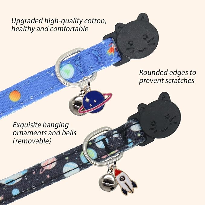 Cat Collar Breakaway, 2 Pack Cotton Kitten Collars - Image 4