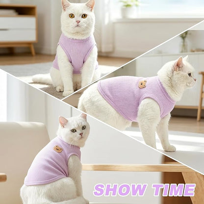 Waffle Knit Cat & Dog T Shirt for Small Dogs, Stretchable Puppy Shirt for - Image 4