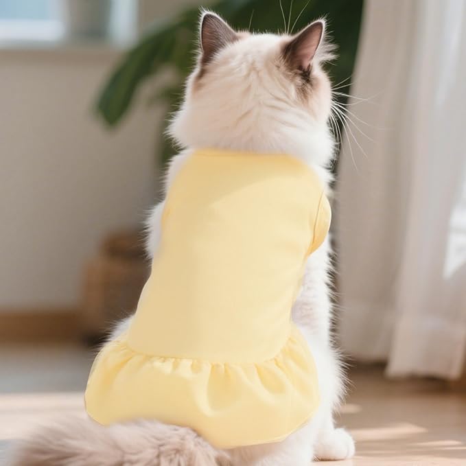 2 Pcs Dog Dresses Cat Skirt Solid Color Dog Clothes Summer Sleeveless Puppy - Image 6