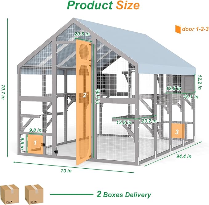 Extra Large Catio Outdoor Cat Enclosure Waterproof, Walk-in Outdoor Pet House - Image 4