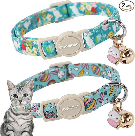 DOGWONG 2 Pack Easter Day Cat Collars, Breakaway by DOGWONG