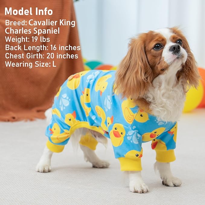 KYEESE Dog Pajamas Blue Floating Duck Puppy Onesie Pets Pjs Doggie Jammies - Image 5