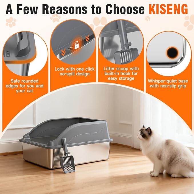 2PACK Stainless Steel Litter Boxes, Extra Large XL Odor Free Metal Litter Box - Image 7