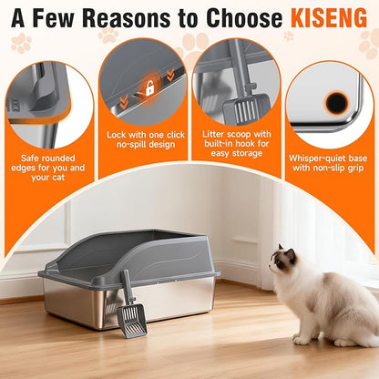 2PACK Stainless Steel Litter Boxes, Extra Large XL Odor Free Metal Litter Box - Image 7