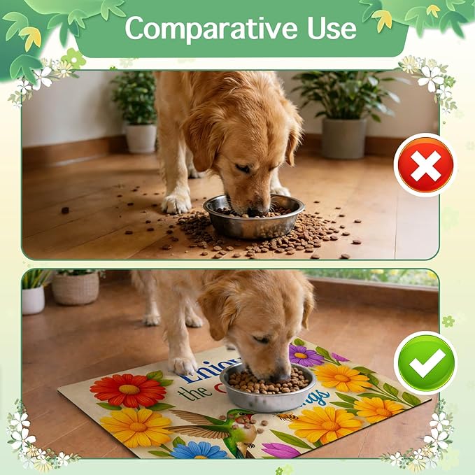 HOMETITUTE Cat Food Mat 20" x 12", Non Slip Dog Cat Food Mat - Image 8