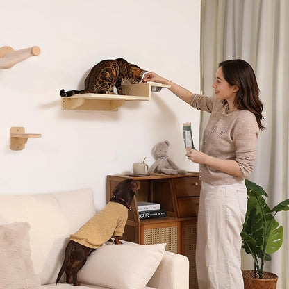 FUKUMARU Cat Wall Shelves, 3 in 1 Cats Walls Furniture Set, Food Station - Image 5
