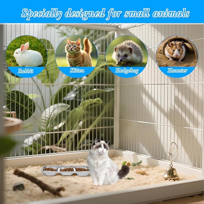 Ipetboom Compartment Pet Tray Food Bowls: 4pcs Stainless Steel Cat Bowl Divided - Image 9