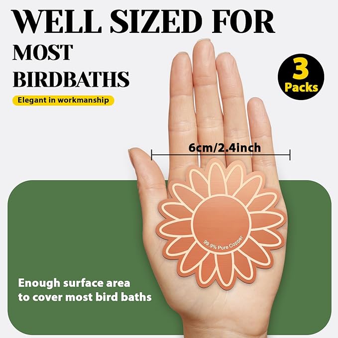 3Pcs Bird Bath Copper Purification Disk 99.99% Pure Copper Water Cleaning Discs - Image 2
