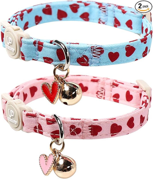Cat Collar, Sweet Heart Kitten Collars Pink Hearts by UPURARAPUP