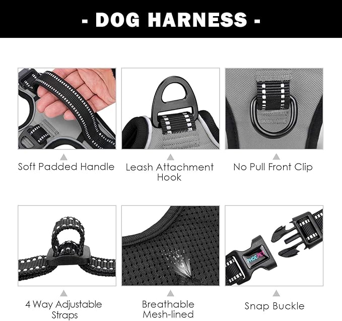 PHOEPET No Pull Dog Harness Medium Reflective Front Clip Vest - Image 4