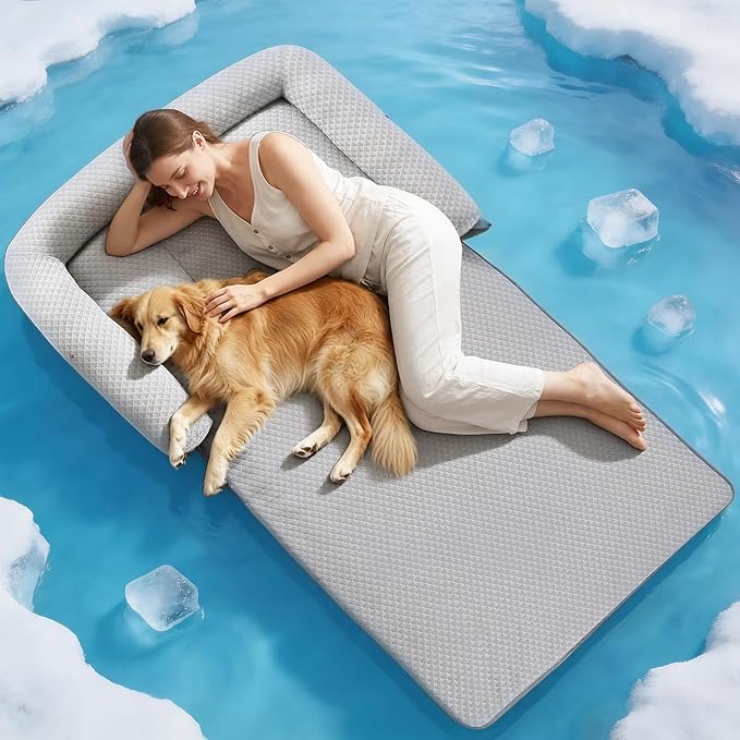 Rywell 3-in-1 Cooling Human Dog Bed, Dog Cooling Mat by Rywell
