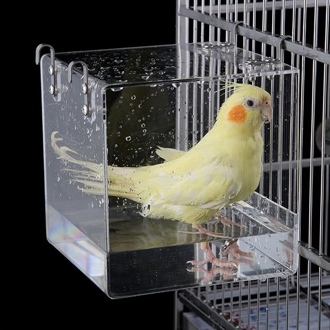 GURECOD Hanging Bird Bath Cube Bird Bathtub Bath Shower Box Bowl Cage Accessory by GURECOD