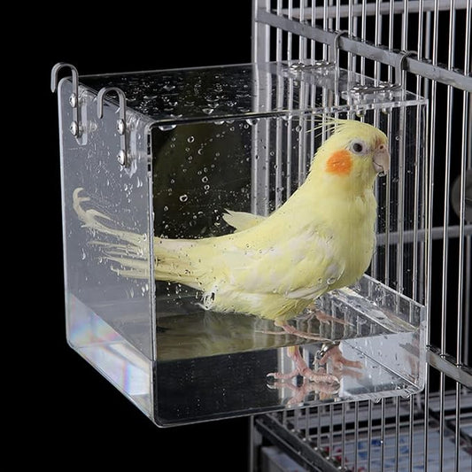 GURECOD Hanging Bird Bath Cube Bird Bathtub Bath Shower Box Bowl Cage Accessory by GURECOD