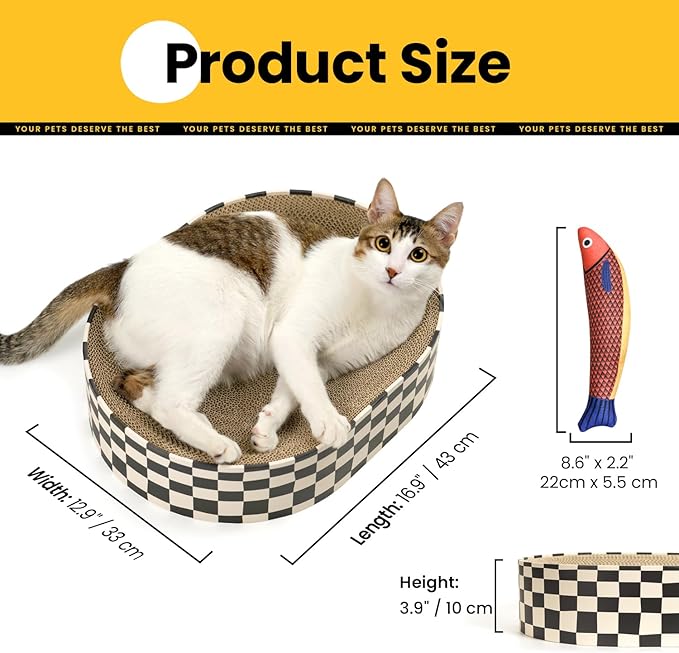 Conlun Cat Scratcher Bed, 2 in 1 Oval Cat Scratching Board - Image 2