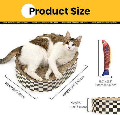 Conlun Cat Scratcher Bed, 2 in 1 Oval Cat Scratching Board - Image 2