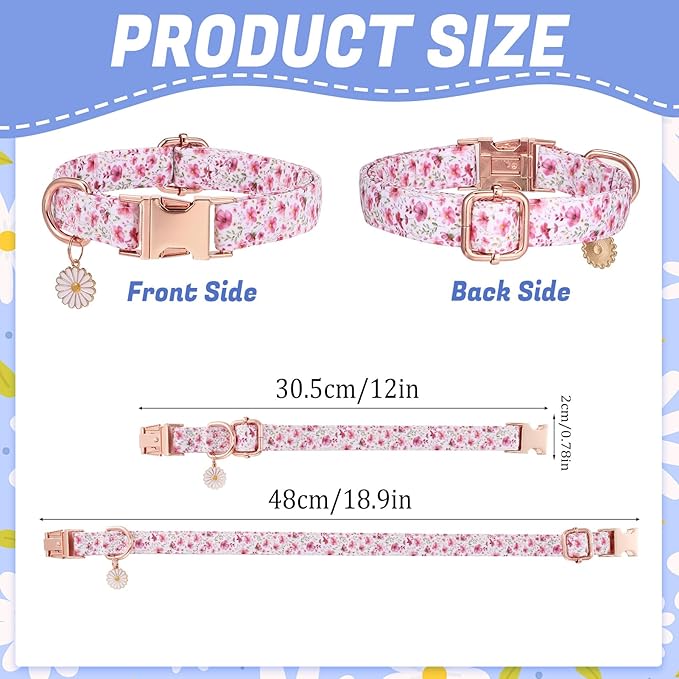 3 Pack Floral Dog Collars for Medium Dogs Flower Dog Collars - Image 2